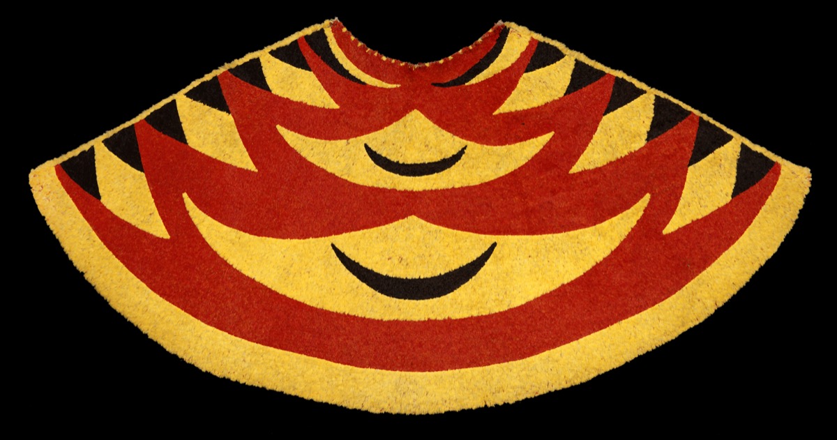 'ahu 'ula, OCEANIA POLYNESIA. United States of America / Hawaiian Islands Maui, Plant Fibre / Bird Feather / Net Textile, Yellow, Black, Red. Collected by Frances Ramsay Simpson in 24 March 1842. PRM0001497045165